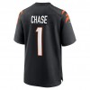 Camiseta Hombre Cincinnati Bengals Ja Marr Chase 1 Nike Negro 2021 NFL Draft